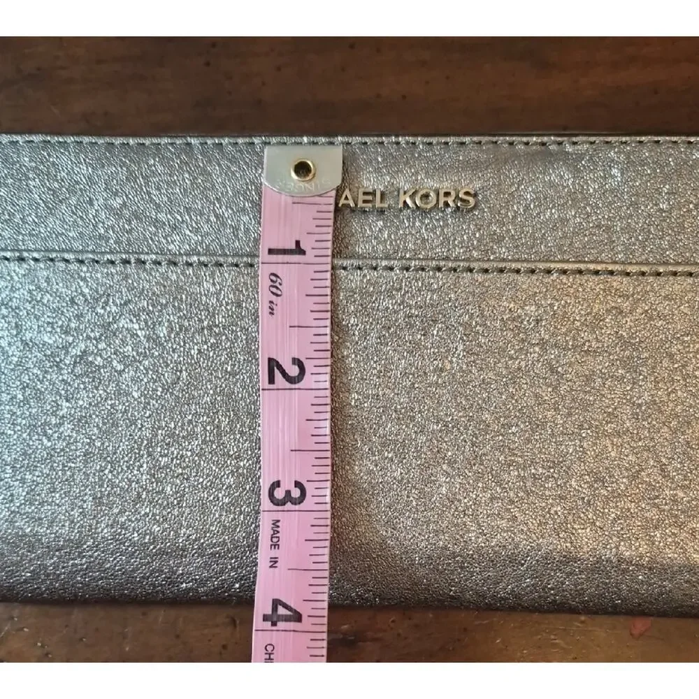 Michael Kors Metallic Silver Zip Wallet